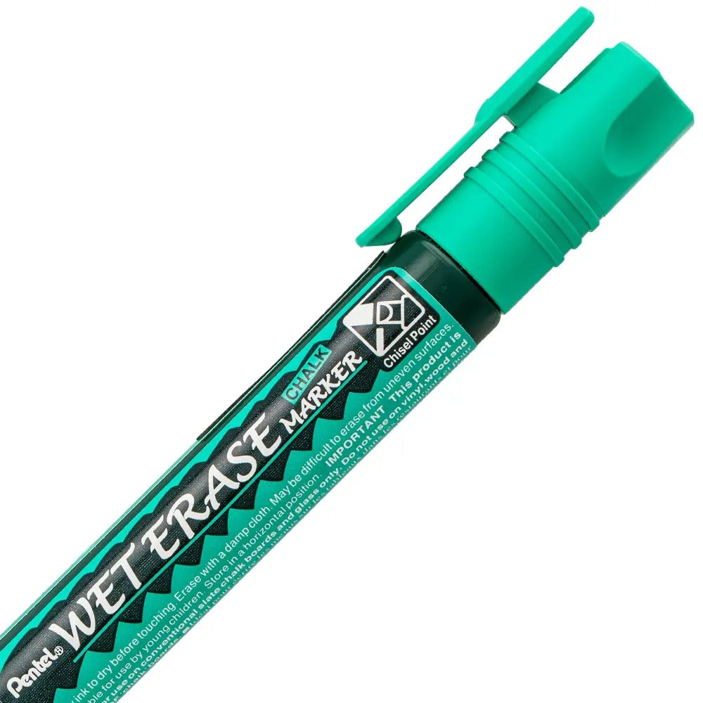 Pentel Arts Wet Erase Chalk Marker, Chisel Tip, Green Ink