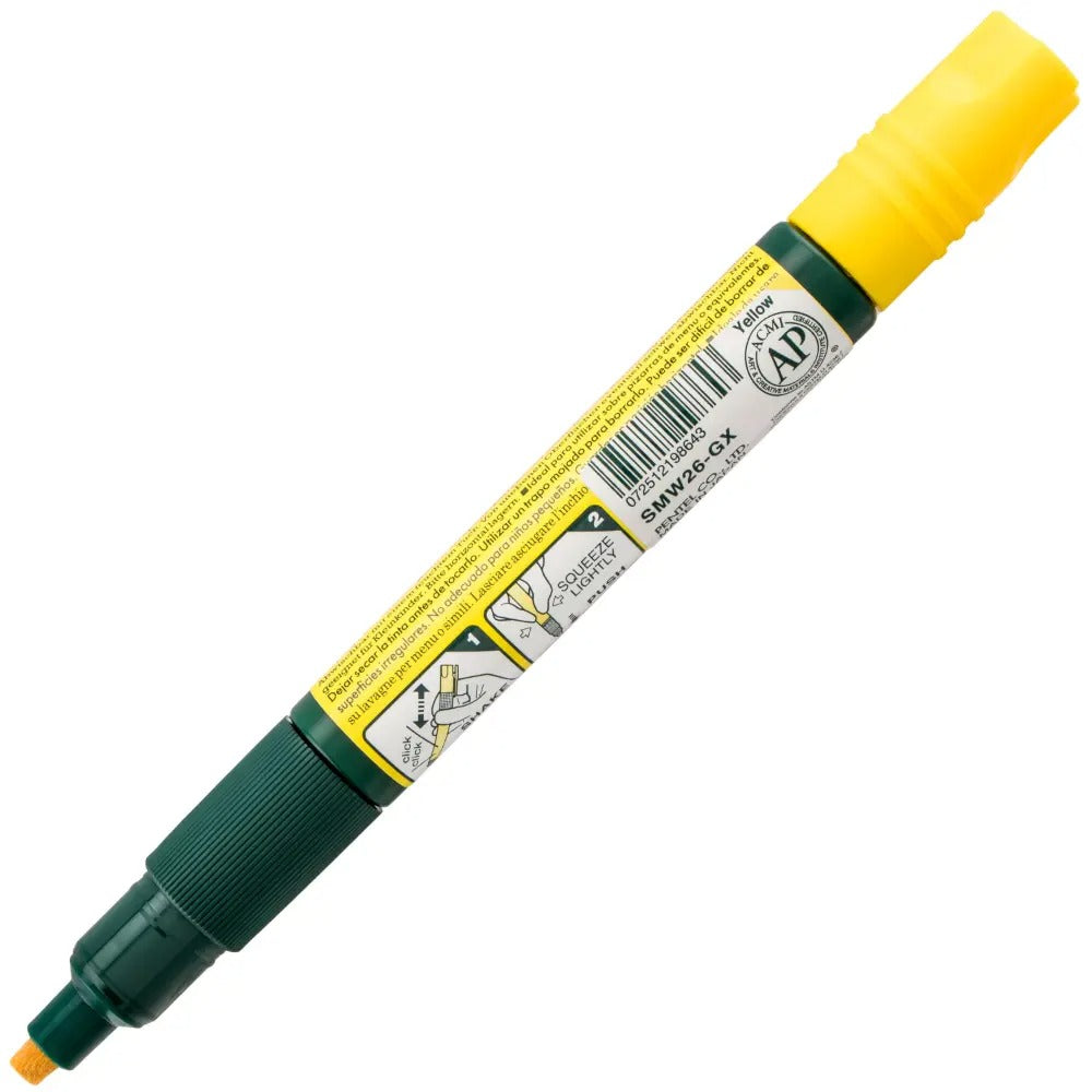 Pentel Arts Wet Erase Chalk Marker, Chisel Tip, Yellow Ink