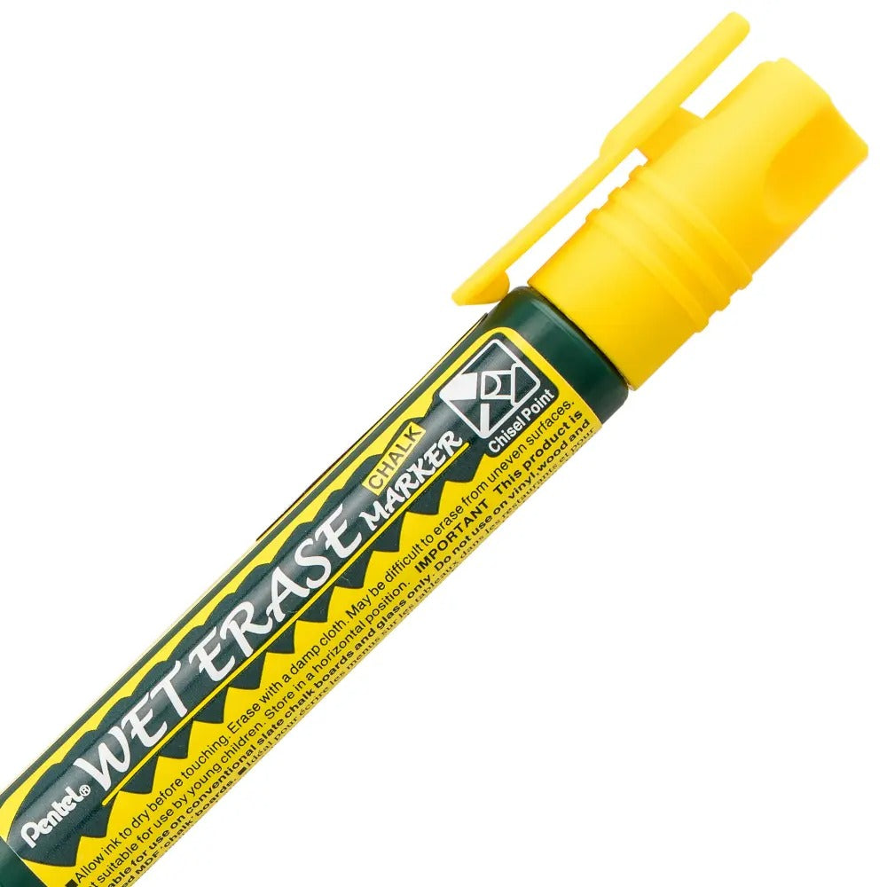 Pentel Arts Wet Erase Chalk Marker, Chisel Tip, Yellow Ink