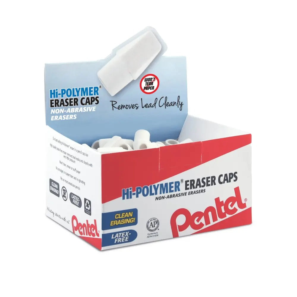 Hi-Polymer Eraser, White Cap Eraser, Box Open Stock Display - 144 Pieces