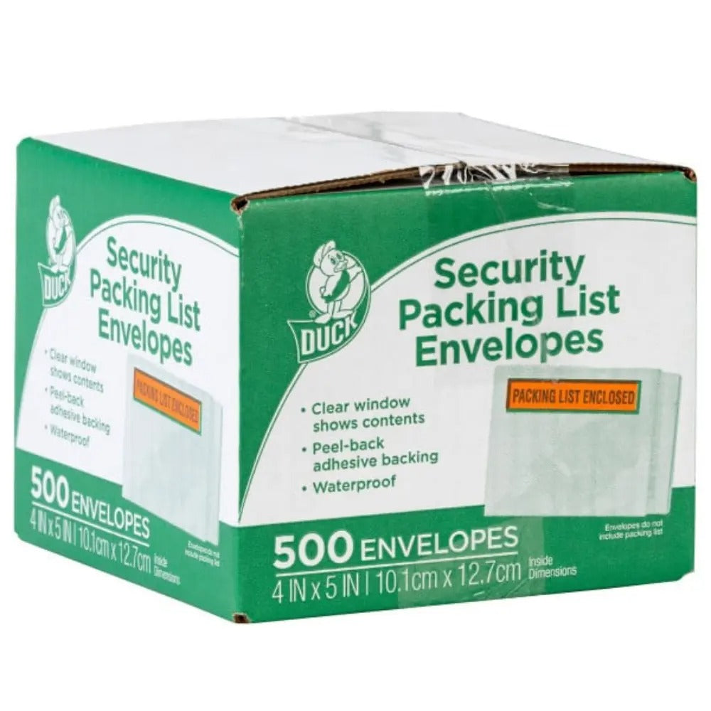 DuckÃ† Brand Security Packing List Envelopes - Clear, 500 pk
