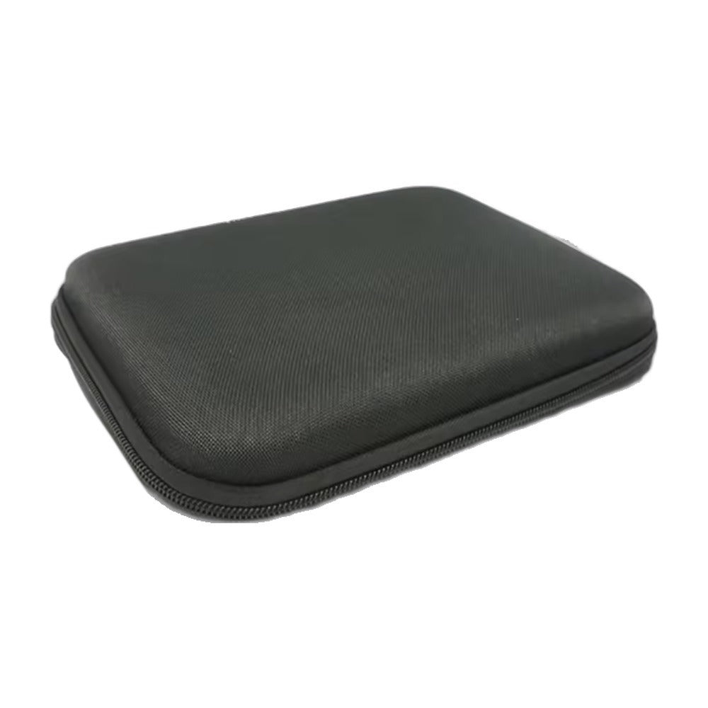Black hard-shell zippered carry case