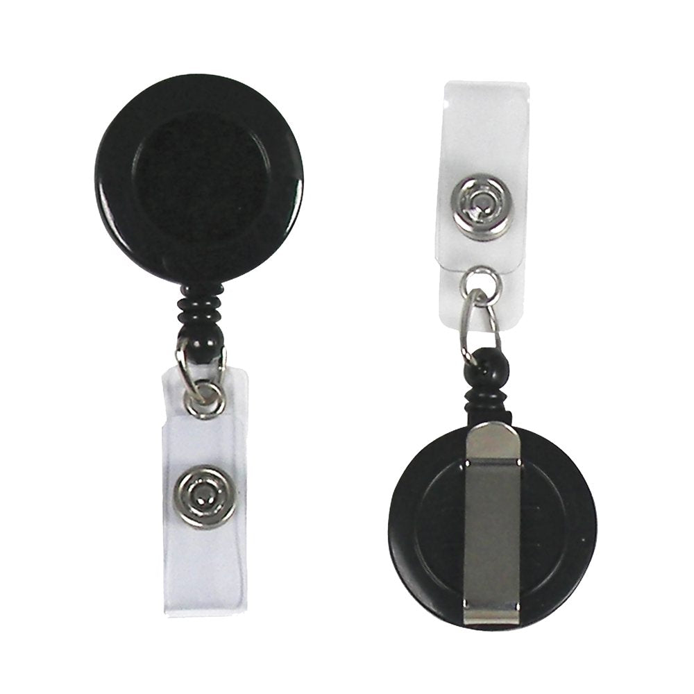 Retractable ID card reel, 30", black, belt clip, 25/BX
