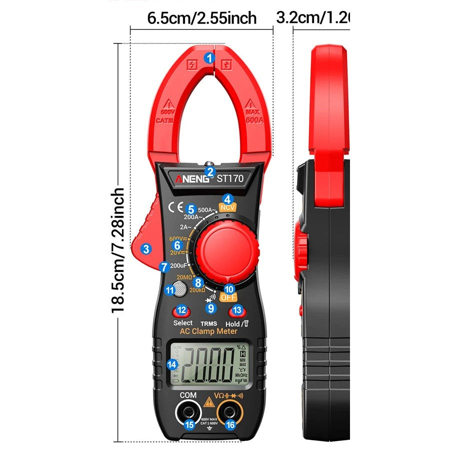 ANENG ST170 Clamp Meter, 500 A