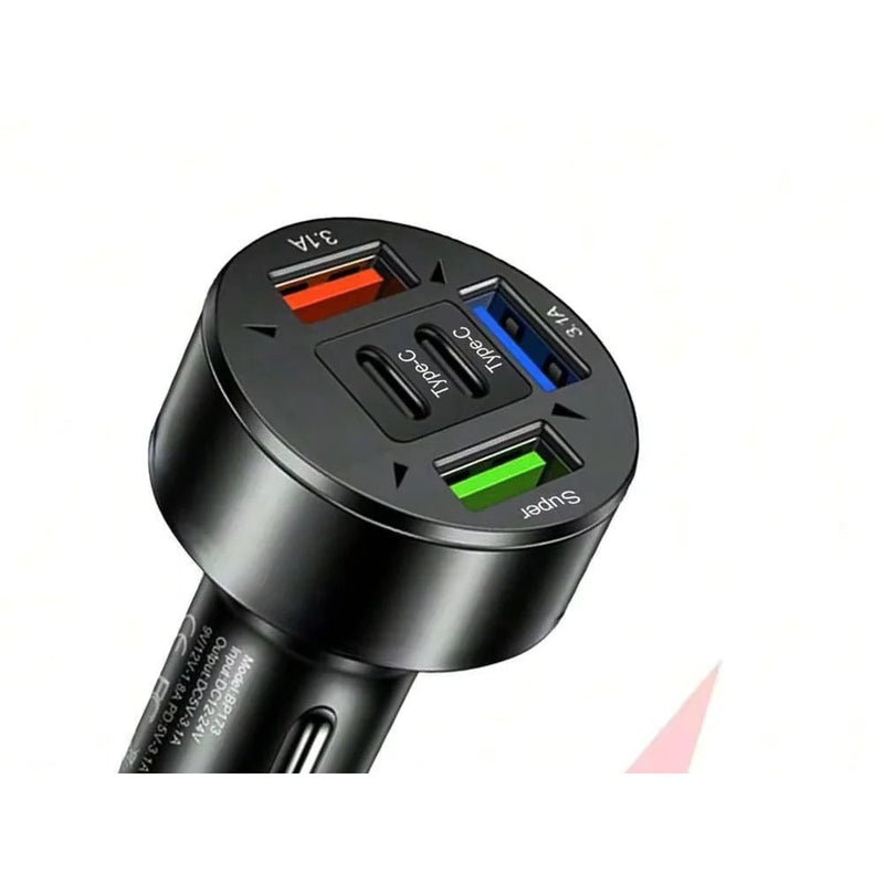 3-Port USB Car Charger, Dual USB-C