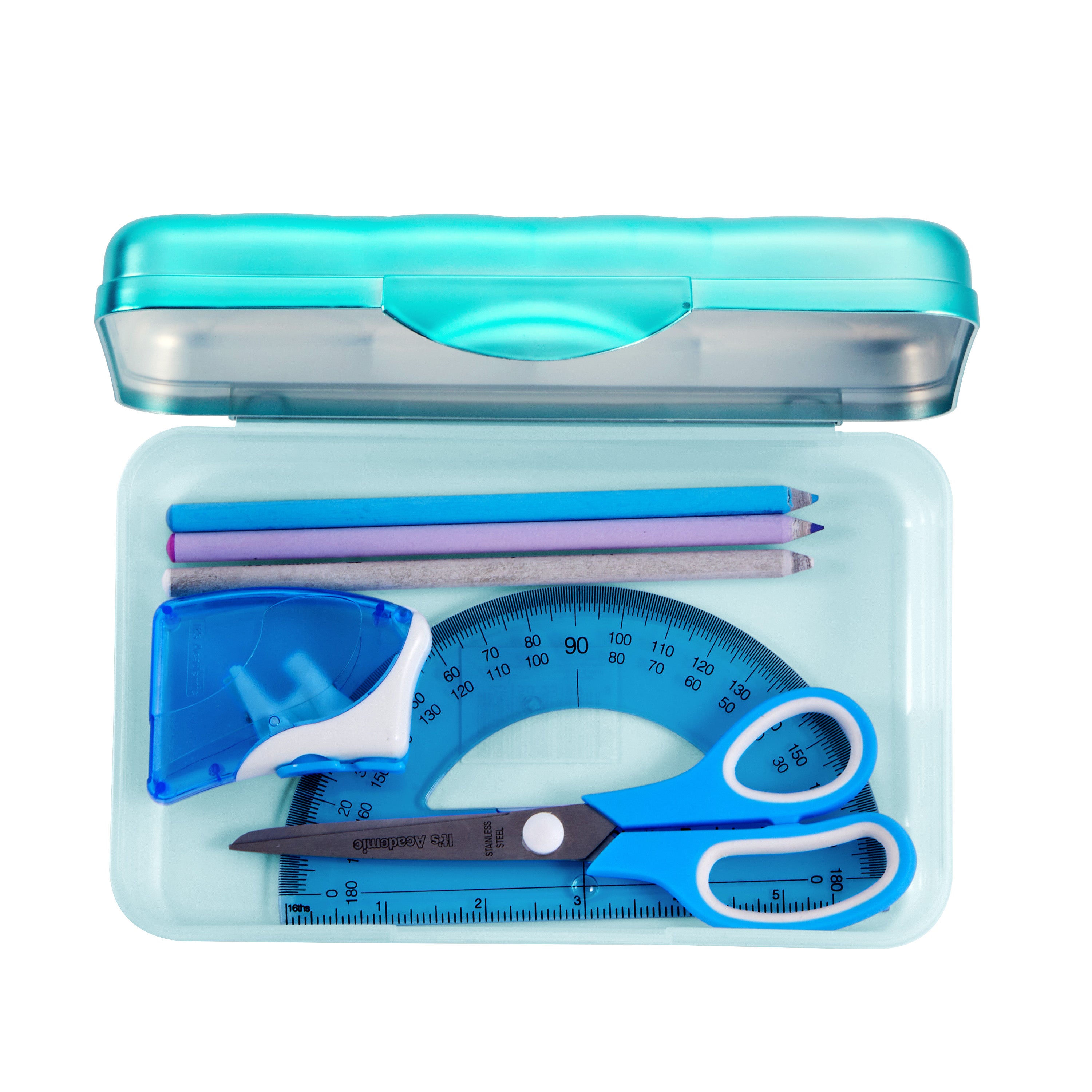 Lockermate By Bostitch Quilted Metallic Pencil Box, Turquoise