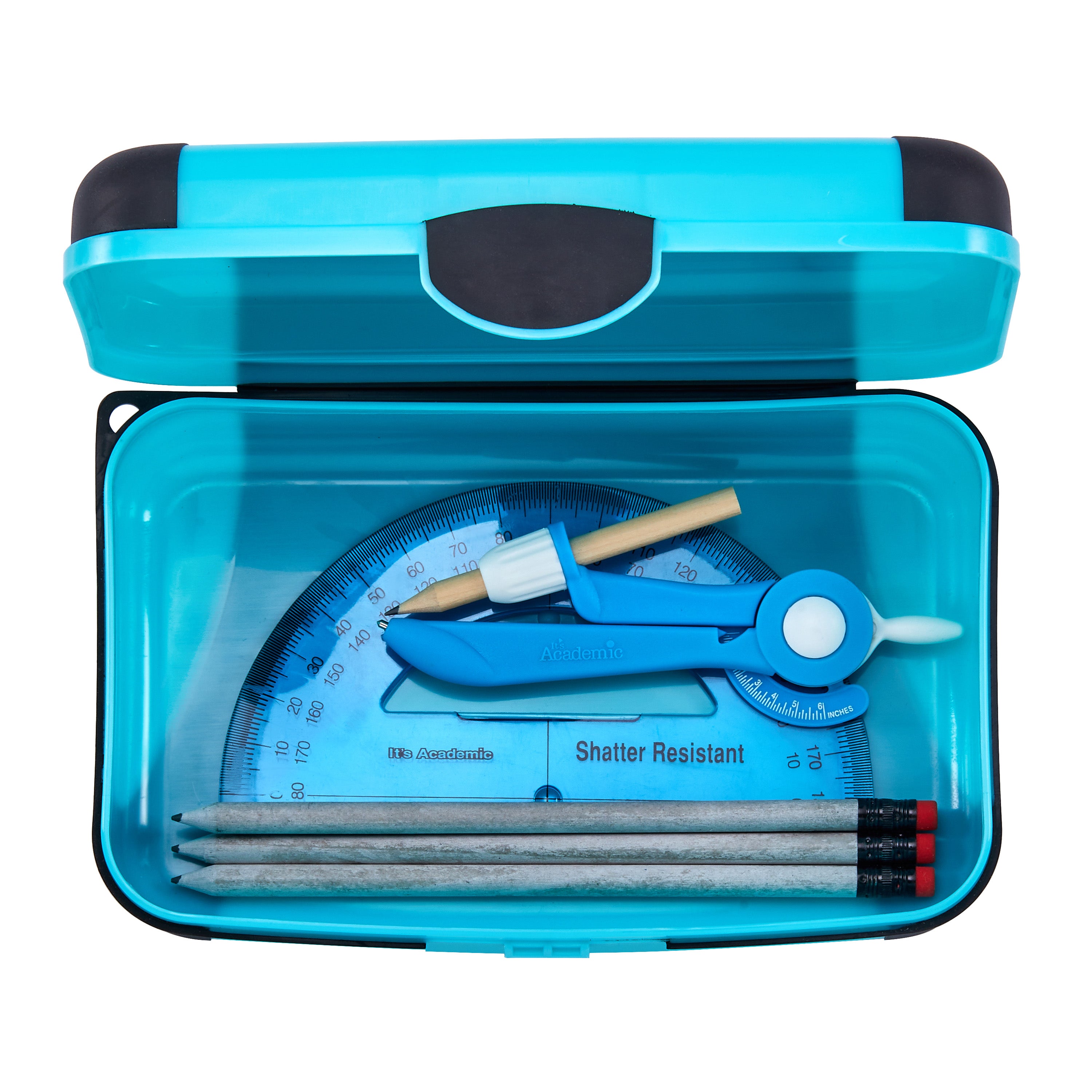 Lockermate By Bostitch Overmolded Pencil Box, Turquoise