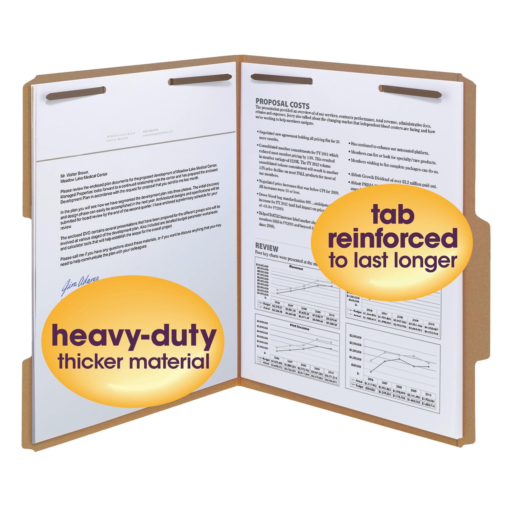 Bulk Discounts on Smead Fastener Folders - Fastener File Folder, 2 Fasteners, 2/5-Cut Tab Right of Center Position, Letter Size, Kraft, 50 per Box (14882)