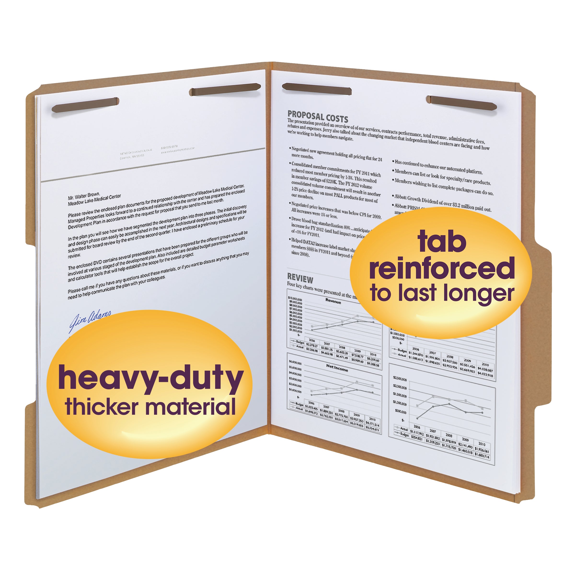Bulk Discounts on Smead Fastener Folders - Fastener File Folder, 2 Fasteners, 2/5-Cut Tab Right of Center Position, Letter Size, Kraft, 50 per Box (14882)