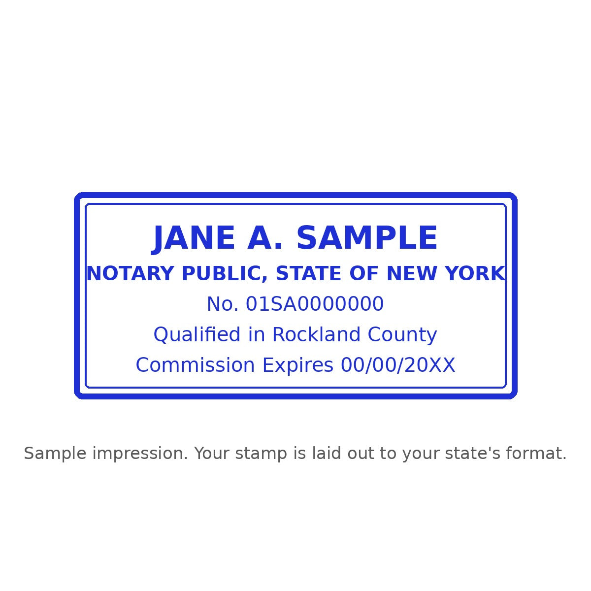 Sample impression of a rectangular self-inking notary stamp