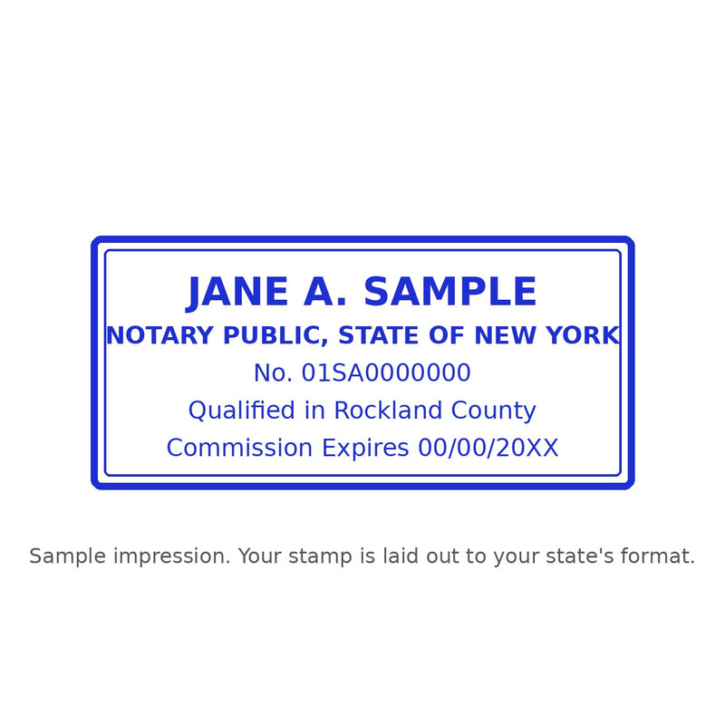 Sample impression of a rectangular self-inking notary stamp