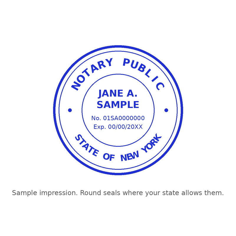 Sample impression of a round notary seal stamp