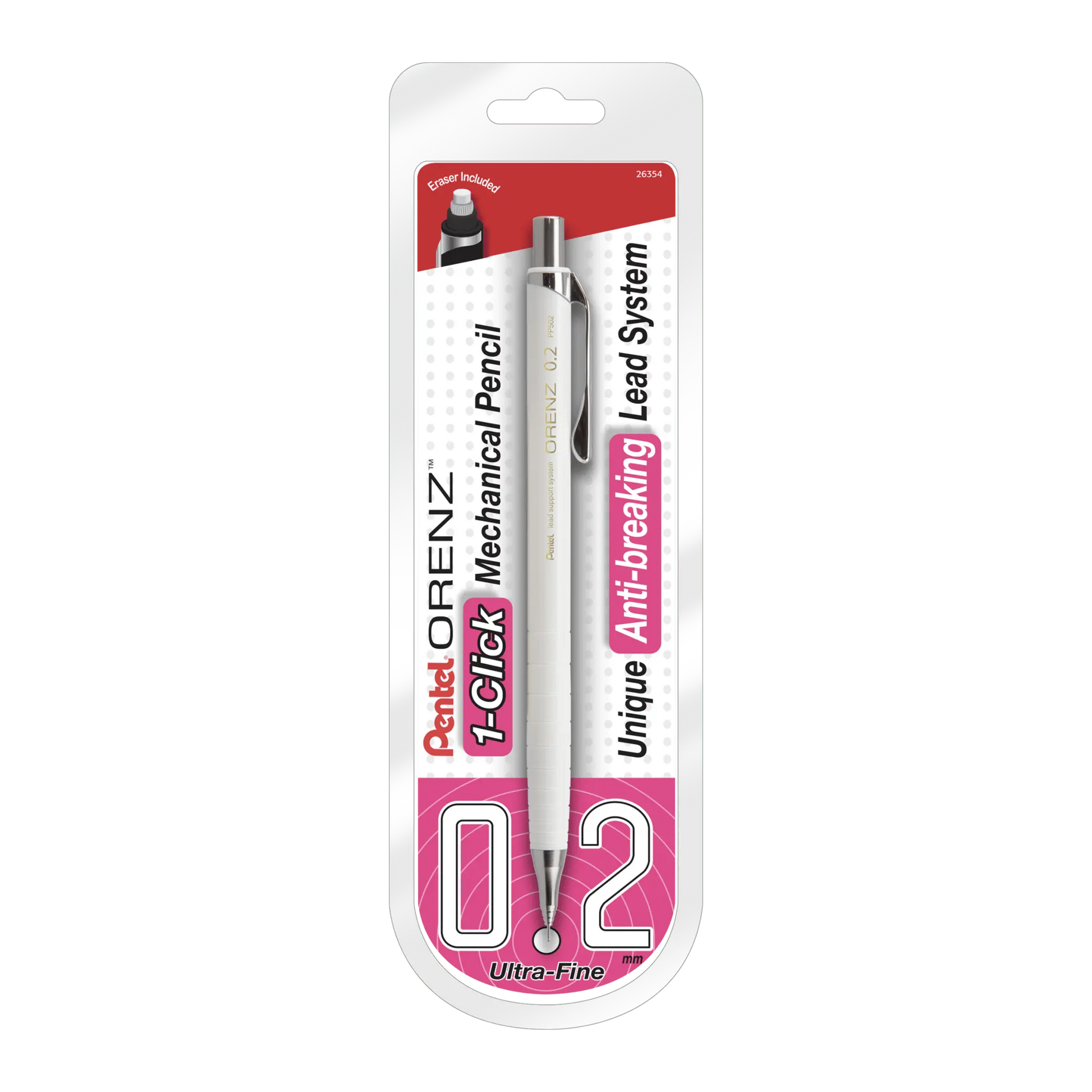 ORENZ 1-Click Mechanical Pencil (0.3mm) Red Barrel, Pre-Loaded with B Lead