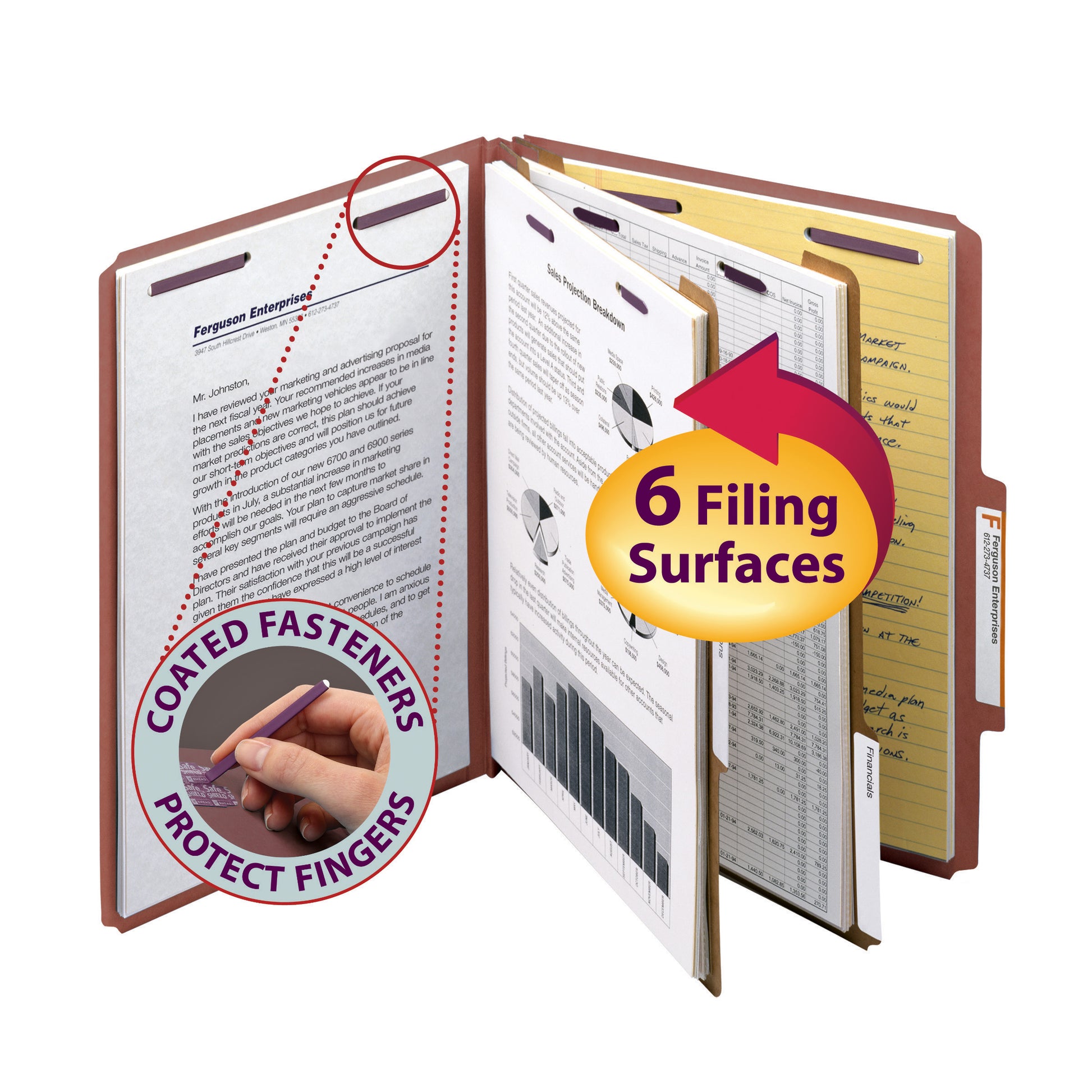 Bulk Discounts on Smead Classification Folders - Pressboard Classification File Folder with SafeSHIELD∆ Fasteners, 2 Dividers, 2" Expansion, Letter Size, Red, 10 per Box (14073)