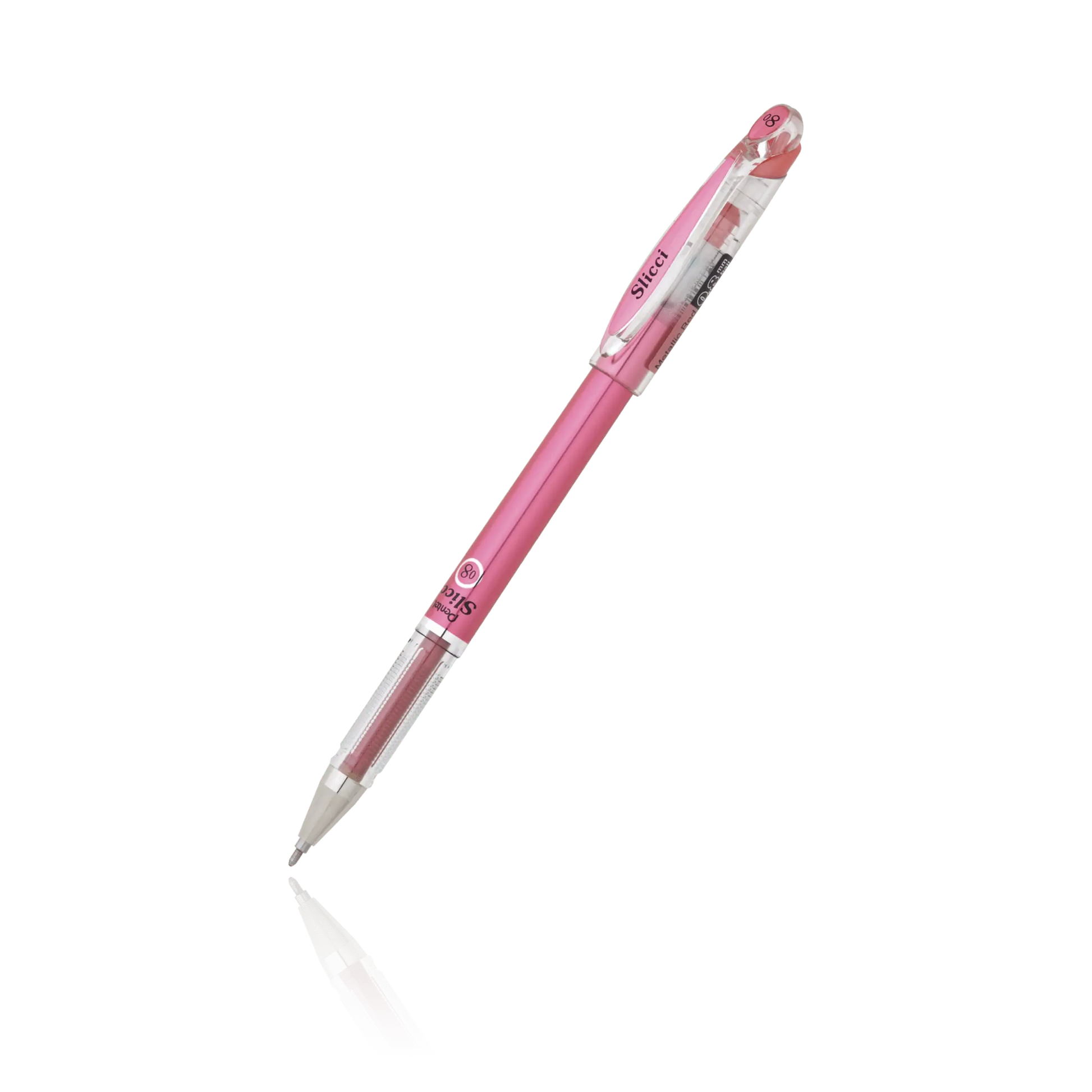 Pentel Arts Slicci METALLIC (0.8mm) Needle Tip Med Gel Pen Red Metallic Ink