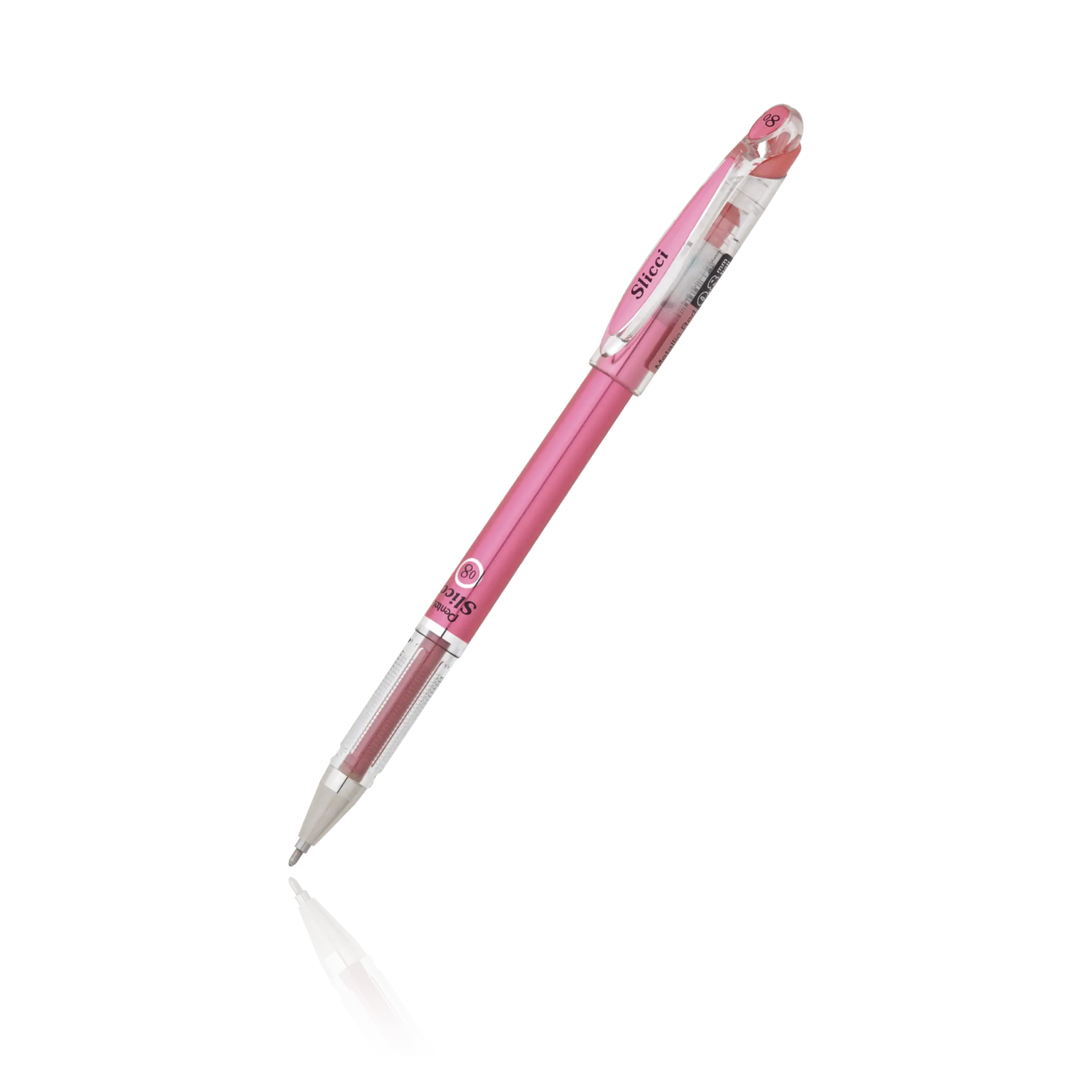 Pentel Arts Slicci METALLIC (0.8mm) Needle Tip Med Gel Pen Pink Metallic Ink