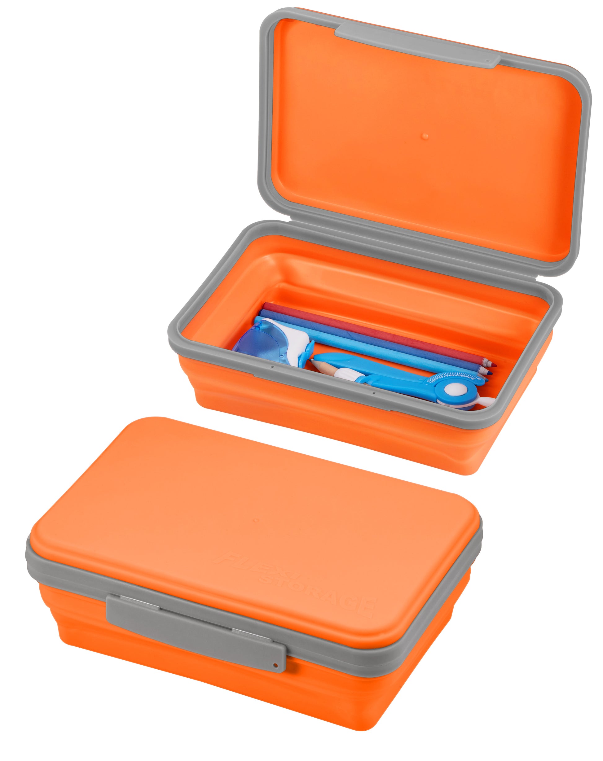 Lockermate By Bostitch Flexi Storageâˆ† Pencil Box, Orange/Gray